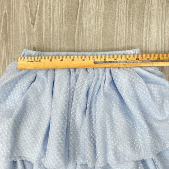 Hill House The Clara Tulle Tiered Dotted Mini Skirt Powder Blue Women Small - Picture 7 of 8